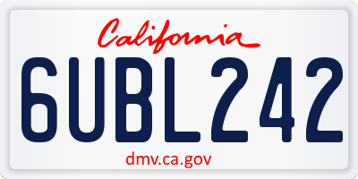 CA license plate 6UBL242
