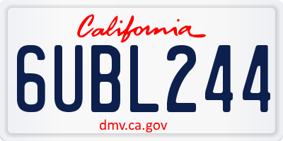 CA license plate 6UBL244