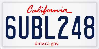 CA license plate 6UBL248