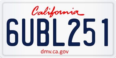 CA license plate 6UBL251