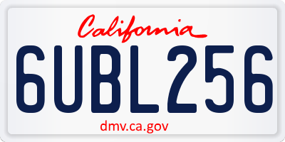 CA license plate 6UBL256