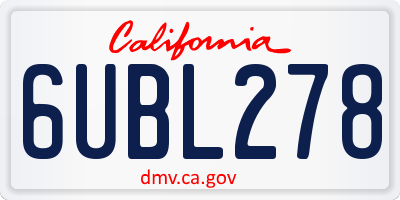 CA license plate 6UBL278