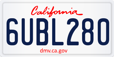 CA license plate 6UBL280