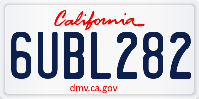 CA license plate 6UBL282