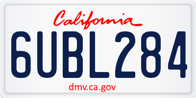 CA license plate 6UBL284