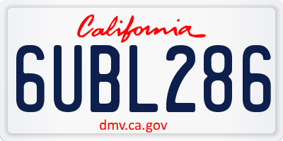 CA license plate 6UBL286