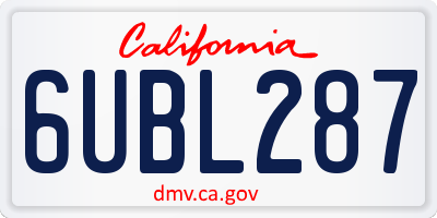 CA license plate 6UBL287