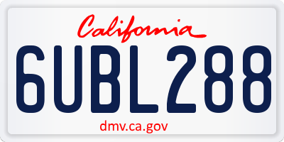 CA license plate 6UBL288