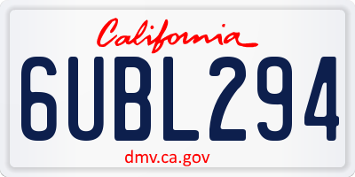CA license plate 6UBL294
