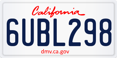 CA license plate 6UBL298