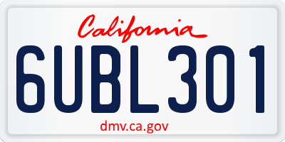 CA license plate 6UBL301