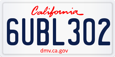 CA license plate 6UBL302