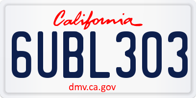 CA license plate 6UBL303