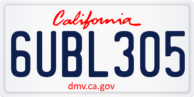 CA license plate 6UBL305