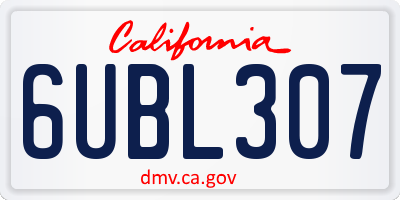 CA license plate 6UBL307