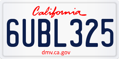 CA license plate 6UBL325