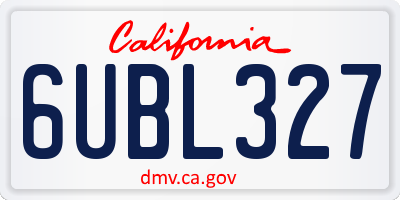 CA license plate 6UBL327