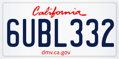 CA license plate 6UBL332