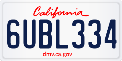 CA license plate 6UBL334