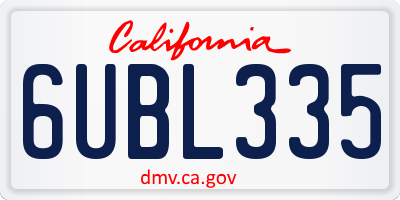 CA license plate 6UBL335