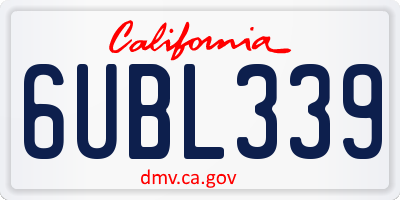 CA license plate 6UBL339