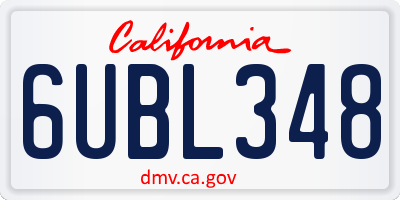 CA license plate 6UBL348