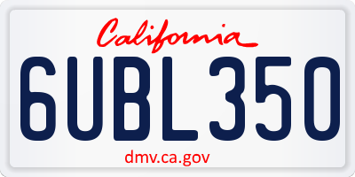 CA license plate 6UBL350