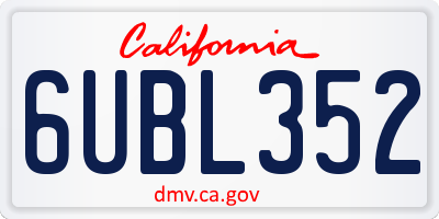 CA license plate 6UBL352