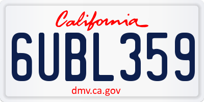CA license plate 6UBL359