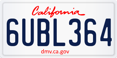 CA license plate 6UBL364