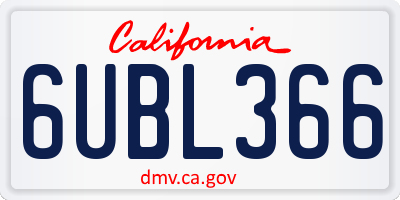 CA license plate 6UBL366
