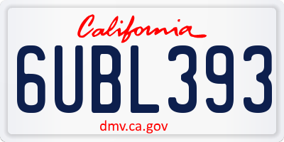CA license plate 6UBL393