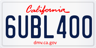 CA license plate 6UBL400