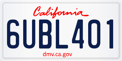 CA license plate 6UBL401