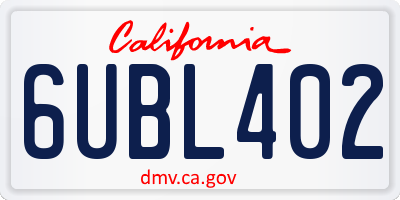 CA license plate 6UBL402