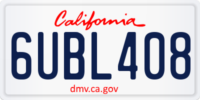 CA license plate 6UBL408