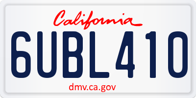 CA license plate 6UBL410