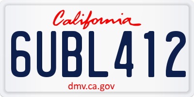 CA license plate 6UBL412