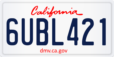 CA license plate 6UBL421
