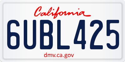 CA license plate 6UBL425
