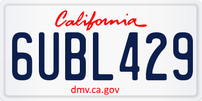 CA license plate 6UBL429