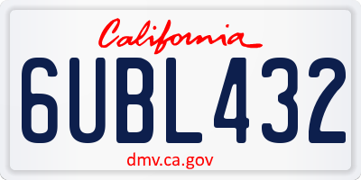 CA license plate 6UBL432