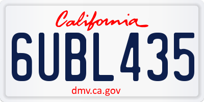 CA license plate 6UBL435