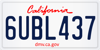 CA license plate 6UBL437