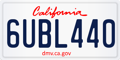 CA license plate 6UBL440