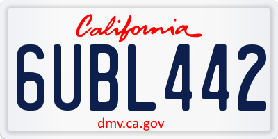 CA license plate 6UBL442