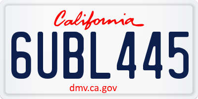 CA license plate 6UBL445