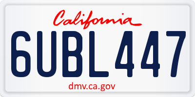 CA license plate 6UBL447