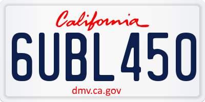 CA license plate 6UBL450