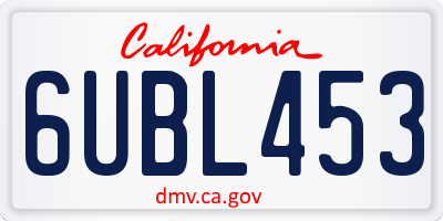 CA license plate 6UBL453